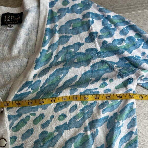 Bob Mackie Cardigan Wearable Art Blue Artsy Wearable Art Boho Resortwear Sz XL - Picture 8 of 10